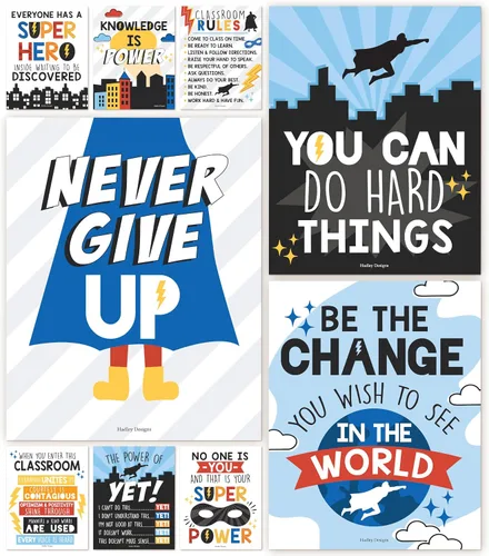 Miniatura 19 de Hadley Designs Póster motivacional para decoración de aula, 9 pósteres de aula de mentalidad de crecimiento, decoración de pared inspiradora