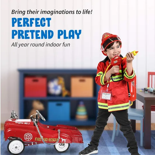 Miniatura 3 de Born Toys Juguetes de bomberos para niños a partir de 3 años, juego de juguetes de bombero de 5 piezas con extintor de incendios de juguete, pistola