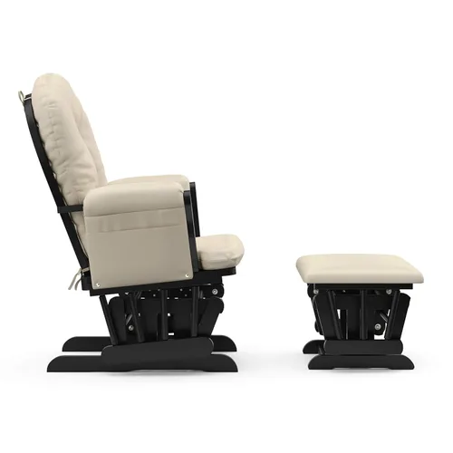 Miniatura 10 de Storkcraft Deslizador de Aro Premium y Otomana (Negro con Beige) — Certificado GREENGUARD Gold, Artesanía de Madera Sólida, Prácticos Bolsillos