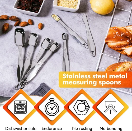 Miniatura 2 de Rainspire Juego de cucharas medidoras resistentes de acero inoxidable, juego de tazas y cucharas medidoras de metal para seco o líquido, cabe