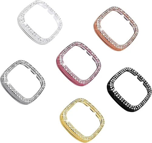 Miniatura 10 de Funda protectora brillante compatible con Fitbit Versa 3/Sense, marco de parachoques de diamantes de imitación de cristal brillante para mujer