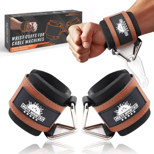 Miniatura 12 de Puños ajustables para muñeca de neopreno con correas acolchadas para equipos de entrenamiento de fuerza con máquinas de cable