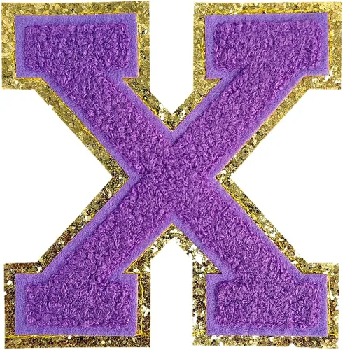 Miniatura 55 de GYGYL - 3 parches de letras deportivas de felpilla con purpurina, parches para planchar de tamaño grande para decoración de disfraces