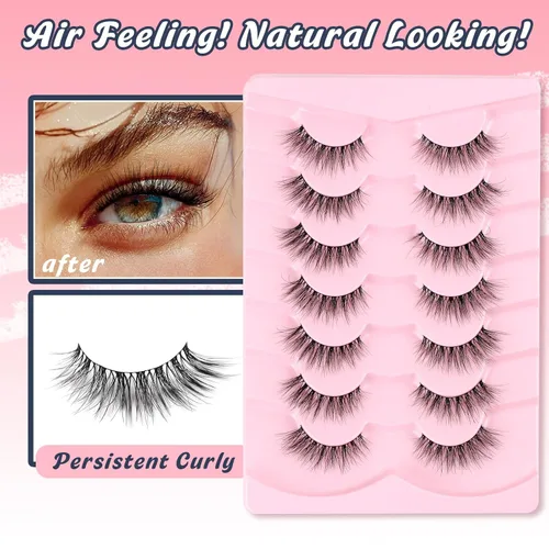 Miniatura 4 de Pestañas naturales de ojo de gato, pestañas finas de 0.551 pulgadas, pestañas postizas ligeras de volumen 3D, pestañas naturales de 0.004 in, banda