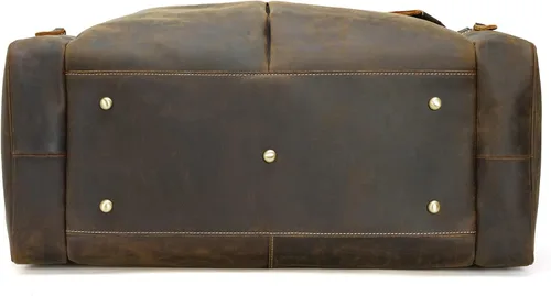 Miniatura 4 de Polare - Bolsa de lona de cuero de grano completo para hombre, de 24 pulgadas, para viajes, gimnasio, deportes, fin de semana, grande, Marrón, Retro