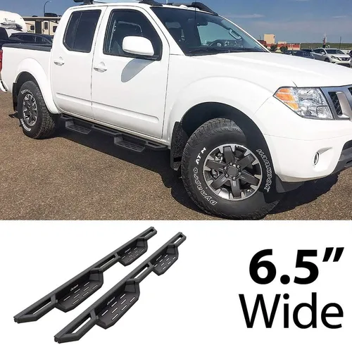 Miniatura 2 de HD Ridez Escalones basculantes híbridos de acero inoxidable compatible con Nissan Frontier 2005-2026 Crew Cab (barras laterales de barra nerf)