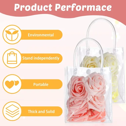 Miniatura 3 de LEIFIDE 40 bolsas de regalo transparentes con asas, de 5.9 x 5.1 x 2.76 pulgadas, de plástico de PVC, reutilizables, bolsas a granel para compras