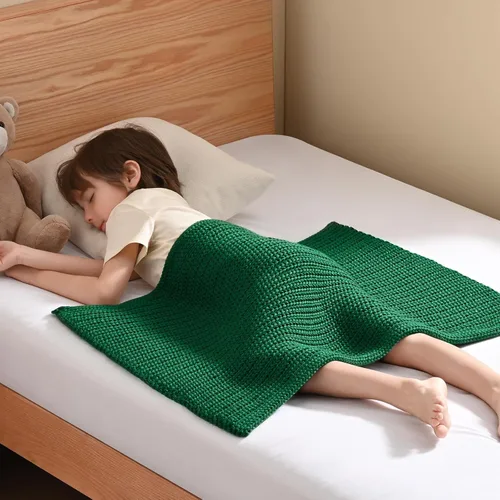 Miniatura 24 de Guohaoi Almohadilla de regazo con peso de punto (beige 20 x 30 pulgadas, 2 libras) sin cuentas, manta con peso refrescante para niños para siesta