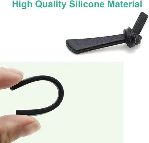 Miniatura 5 de Junsika Patillas de repuesto de lentes antideslizantes de silicona suave para patas planas y delgadas, 8 pares, color negro