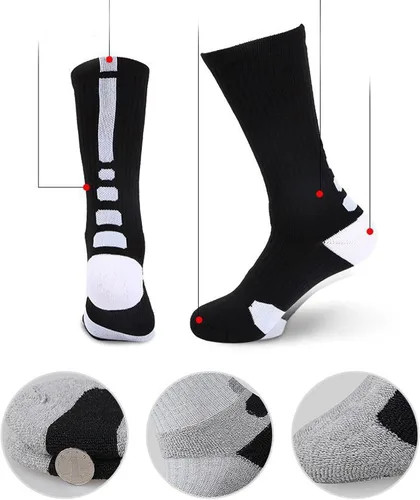 Miniatura 4 de Fraobbg 4 pares de calcetines atléticos para hombre, gruesos, protectores, amortiguadores deportivos, de élite, baloncesto, fútbol, compresión, 7-12