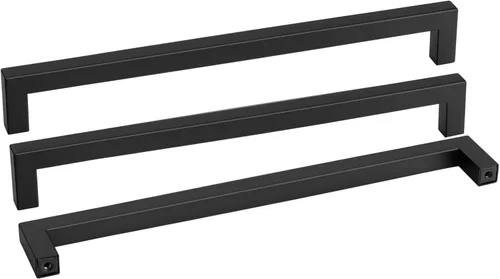 Miniatura 19 de Goldenwarm 1 paquete de manija cuadrada negra para cajones de gabinete de barra, de acero inoxidable, herrajes modernos para gabinetes de cocina