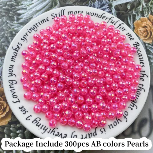Miniatura 2 de 300 cuentas de perlas para manualidades de 0.315 pulgadas (0.315 in), cuentas redondas sueltas de perlas para collares, pulseras, aretes, Rosa