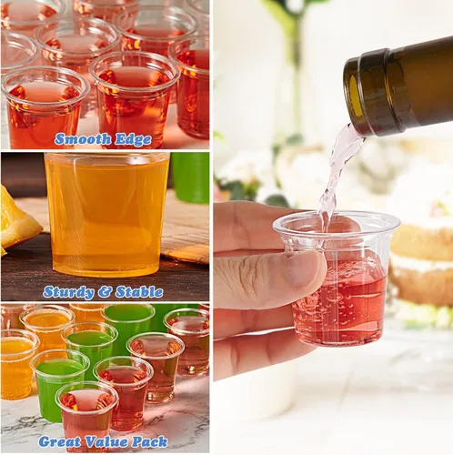 Miniatura 5 de Lilymicky Paquete de 1000 vasos de chupito de plástico de 1 oz, vasos desechables transparentes de 1 onza para vodka, whisky, tequila, mini