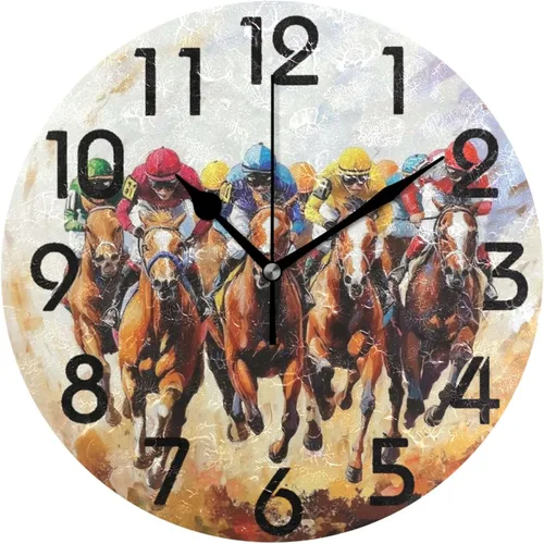 Miniatura 29 de Reloj de pared redondo retro de otoño con dos gnomos y calabaza de 10 pulgadas, funciona con pilas, reloj de escritorio analógico silencioso sin