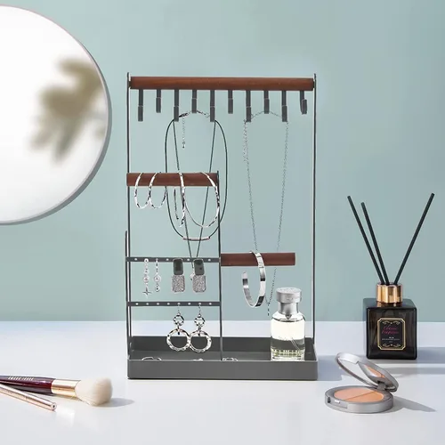 Miniatura 2 de ProCase Soporte organizador de joyas, soporte para collares, estante de torre de joyería de 4 niveles con bandeja para pendientes y agujeros, 10