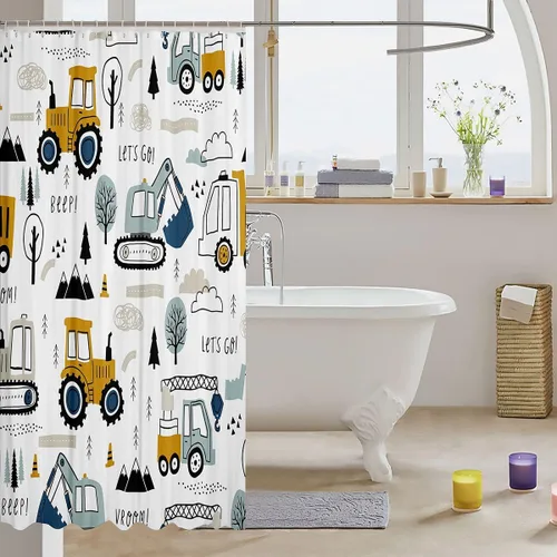 Miniatura 3 de Cortina de ducha con diseño de peces para niños, juego de cortina de ducha con diseño de anzuelo de pez, decoración de animales marinos, granja