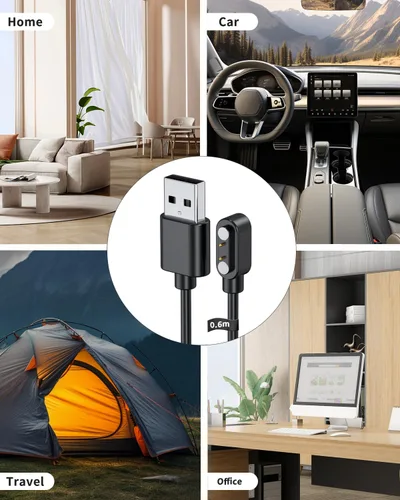 Miniatura 7 de Cargador de reloj inteligente para QONBINK K62 2 pies/23.6 in 2 pines USB Cable de carga magnético portátil para QONBINK K62 Smart Watch