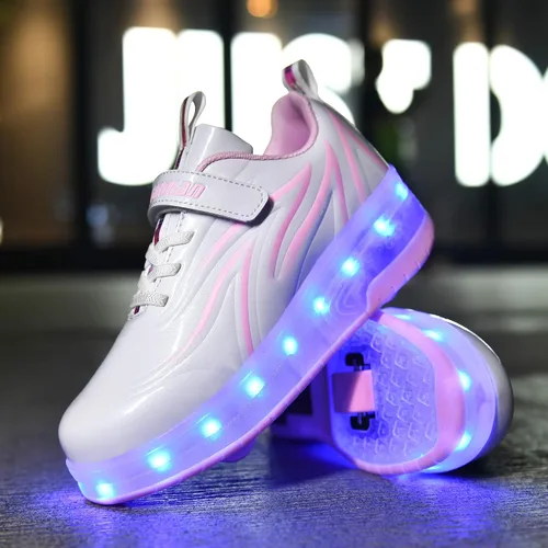 Miniatura 3 de HHSTS Zapatos para niños Nuevos zapatos mejorados con ruedas de color de luz LED, patines brillantes, zapatos de patinaje, regalos simples