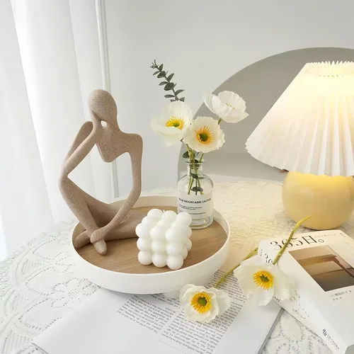 Miniatura 4 de Bandeja decorativa redonda para mesa de café, mesa de entrada, decoración de baño, organizador de escritorio para perfumes, velas, llaves, bandejas