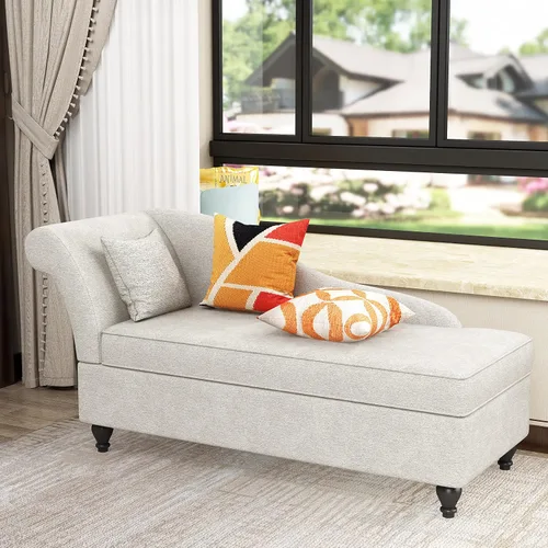 Miniatura 4 de Tongli Tumbona moderna de almacenamiento para interiores, tumbona de tela, sofá reclinable, para dormitorio, oficina, sala de estar y apartamento