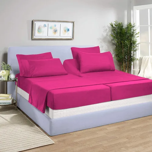 Miniatura 14 de Juego de sábanas divididas de 5 piezas de 800 hilos para cama ajustable (2 piezas, 1 sábana plana y 2 fundas de almohada) 100% algodón egipcio