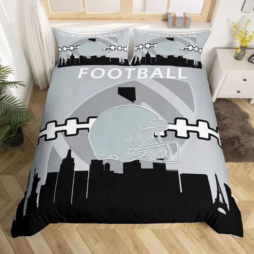 Miniatura 23 de Erosebridal Funda de edredón de fútbol tamaño individual, juego de ropa de cama de fútbol para niños, niños y niñas, funda de edredón con 1 funda