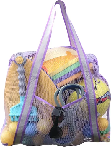 Miniatura 8 de LEAFOREST Bolsa de playa grande con cremallera, bolsa de malla ligera para juguetes de arena de piscina