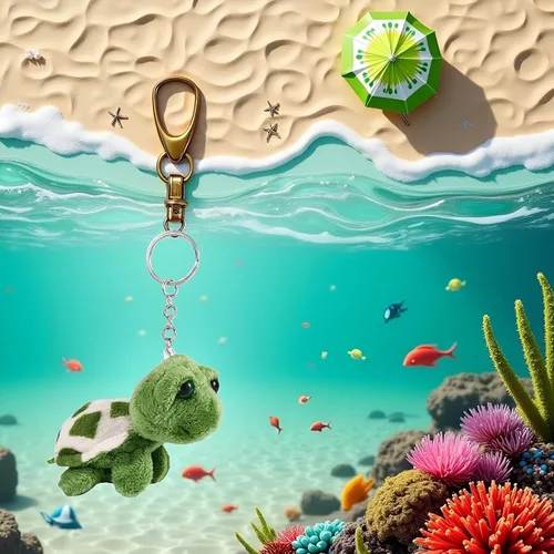Miniatura 7 de Mini llavero de tortuga marina verde, criaturas marinas tortuga regalo, bolso de dibujos animados colgante auto animal llavero decoración llavero