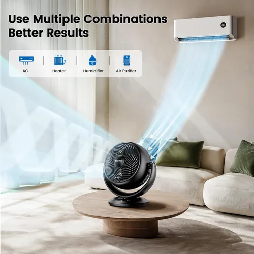 Miniatura 6 de EasyAcc Ventiladores silenciosos de 12 pulgadas para dormitorio, ventilador de escritorio circulador de aire con control remoto, ventilador de mesa