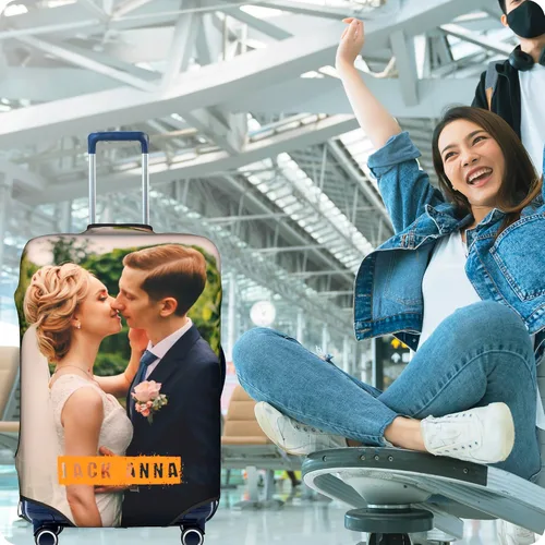 Miniatura 4 de Funda de equipaje personalizada para maleta, funda personalizada para maleta, añade tu texto fotográfico, logotipo, protector de equipaje de viaje