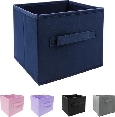Miniatura 14 de EBIGIC Contenedores de almacenamiento negros de 9.0 x 7.5 x 7.5 pulgadas, tamaño pequeño Fabirc plegable, organizador de juguetes para armario, paño