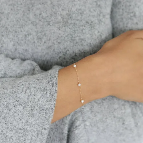 Miniatura 3 de Gargantilla de perlas delicadas, chapada en oro de 18 quilates, ajustable, collar de cadena de cuentas de perlas para dama de honor, joyería