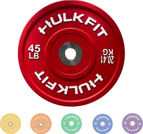 Miniatura 9 de HulkFit Placa de peso de goma de 2 pulgadas de estilo olímpico de la serie Sport para pesas y placa solo para levantamiento de pesas y entrenamiento