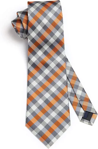 Miniatura 153 de HISDERN Conjunto de corbata a cuadros a cuadros pañuelo tejido clásico formal para hombre corbata y bolsillo cuadrado