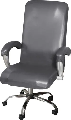 Miniatura 8 de ITFRO Funda impermeable para silla de oficina con fundas para reposabrazos, de piel sintética negra, funda para silla de escritorio de computadora