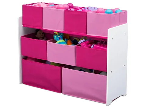 Miniatura 7 de Delta Children Organizador de juguetes de lujo multi-compartimento con cubos de almacenamiento, cubos blancos/rosas Contenedores blanco/rosa