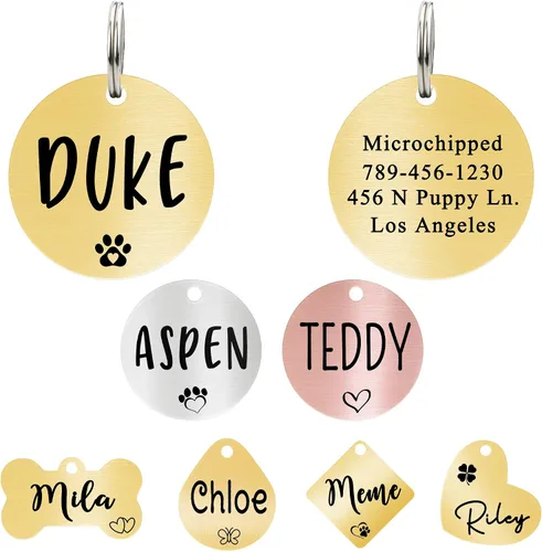 Miniatura 8 de Ultra Joys - Etiqueta personalizada de identificación para mascotas para perros, etiqueta de identificación de hueso de acero inoxidable cepillado