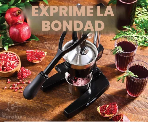 Miniatura 7 de Eurolux Exprimidor de hierro fundido ultra premium, extra grande, resistente, grado comercial, prensa manual de acero inoxidable, exprimidor de Negro