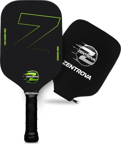 ZENTROVA - Pala de pickleball de fibra de carbono – Superficie de carbono crudo T700, núcleo de panal de polipropileno de 0.630 in, giro y control