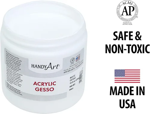Miniatura 5 de Handy Art Gesso acrílico, 16 onzas, blanco, imprimación para lienzo, madera y superficies de pintura de artistas, mejora la adherencia de la pintura