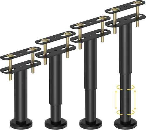 Miniatura 8 de Wlrrcwdttc 4 Patas de Soporte de Cama de Altura Ajustable 7.08-12.6 pulgadas, Patas de Soporte Central del Marco de Cama para Marco de Cama/Listón