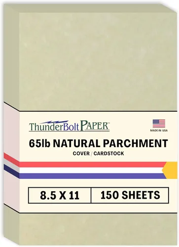 Miniatura 32 de 25 hojas de papel de cubierta de pergamino natural de 65 libras de 8.5 x 11 pulgadas, hojas de colores con peso de cartulina de 8.5 x 11 pulgadas