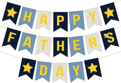 Miniatura 13 de Pancarta dorada con texto en inglés «Happy Father's Day» para el Día del Padre, decoración de fiesta del padre, guirnalda de fondo para el día