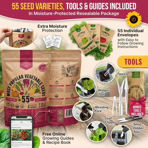 Miniatura 3 de Surtido de 55 semillas de verduras – más de 35,600 semillas autóctonas sin OMG para plantar verduras y frutas en paquetes de semillas individuales