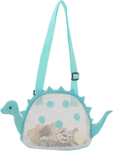 Bolsa de playa de malla de juguete de playa, bolsa de recolección de conchas para niños, bolsa de juguete de playa de dinosaurio para sostener Morado