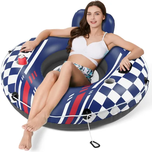 Miniatura 11 de Jasonwell Flotador inflable de tubo de río, flotador de río resistente, flotadores de piscina para lago, tubos de agua de primera calidad