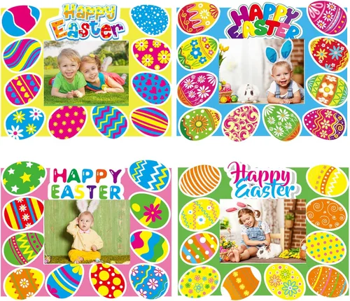chiazllta Paquete de 24 kits de manualidades de Pascua para niños, marco de fotos, manualidades, primavera, Pascua, actividades artísticas, hogar,