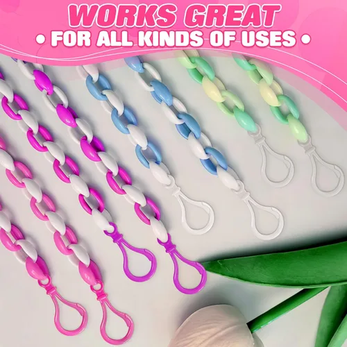 Miniatura 6 de Juego de 100 clips de plástico para llavero – Ganchos resistentes para llavero en 15 colores surtidos con cierre fácil de abrir y agujero