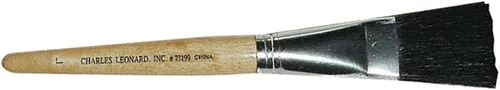 Miniatura 4 de Charles Leonard Pinceles de pintura de caballete de punta plana con mango corto y rechoncho, 0.25 pulgadas, mango natural y cerdas negras, paquete