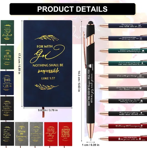 Miniatura 2 de Crtiin 20 cuadernos de notas religiosos a granel con bolígrafo motivacional, versículo bíblico inspirador, diario de oración de cuero, regalos